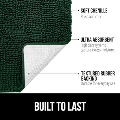 GORILLA GRIP Bath Rug Mat 36x24, Thick Soft Absorbent Chenille, Quick Dry Microfiber Mats, Rubber Backing Washable Shower Floor Rugs, Bathmat Runner, US Designed Bathroom Home Decor Accessories Hunter