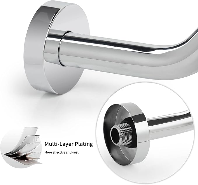 High Rise Shower Arm with Flange,15.5 Inch Gooseneck Shower Arm Extension,Stainless Steel S Shaped Shower Showerarm,Chrome,9Z1MK