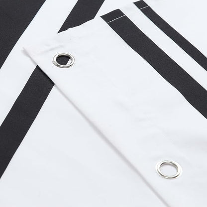 Extra Long White and Black Striped Shower Curtain 72x84 Inches, Waterproof Fabric with Modern Gradient Lines, 12 Rustproof Grommets & Weighted Hem