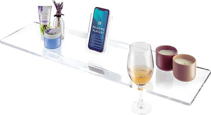 40" Supreme - Clear Acrylic Bathtub Tray Caddy Tub Shelf, Spa Board Luxury Bathroom Bath tub Table, Fits Across Bathtubs, Book, iPad and Wine Glass Holder (Supreme, 40")