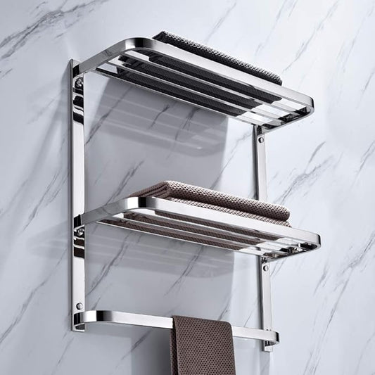3-Tier Bathroom Shelf with Towel Bars, Stainless Steel Wall Mounting Rack,20Inch