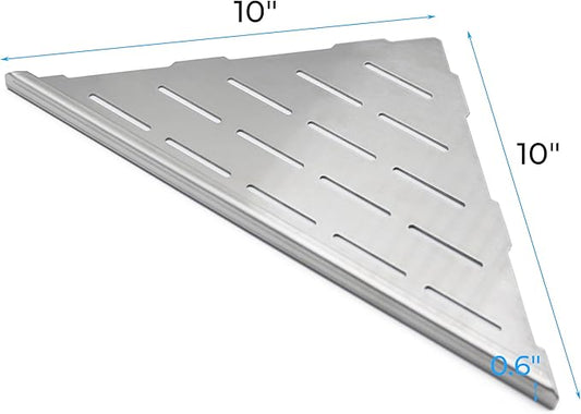 FerdY 2-Pack 10" Brushed Nickel Recessed Corner Shower Shelf, for Tiled Bathroom Walls, 304 Stainless Steel Floating Shelf, Shower Caddy Storage Shelves, No Drilling Required, Striped Triangle