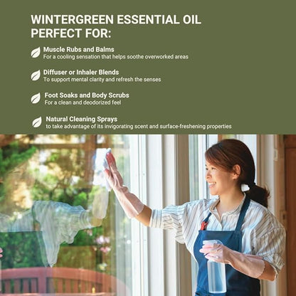 Wintergreen Essential Oil - Direct from Bio-Young Aromas China - Steam Distilled - Aceite de Gaulteria for Aromatherapy, Massage, Diffuser, DIY Candle and Soap Making - 8oz
