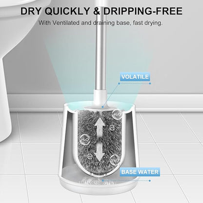 SetSail Toilet Brush and holder 3 Pack Toilet Bowl Brush and Holder Toilet Cleaner Brush with Nylon Bristles Ventilated Toilet Brushes for Bathroom with Holder for Toilet Scrubber Cleaning, Pure White