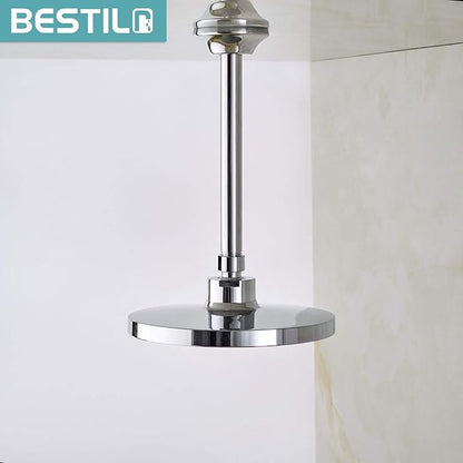 BESTILL 8 Inch Ceiling Mount Rain Shower Head Arm and Flange, Chrome