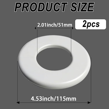 2 Pack Wall Split Flange for 2.01 Inch/51mm OD Pipe ABS Escutcheon Plate Self-Adhesive Round Plumbing Cover Plates for Water Pipe Faucet Decoration, White