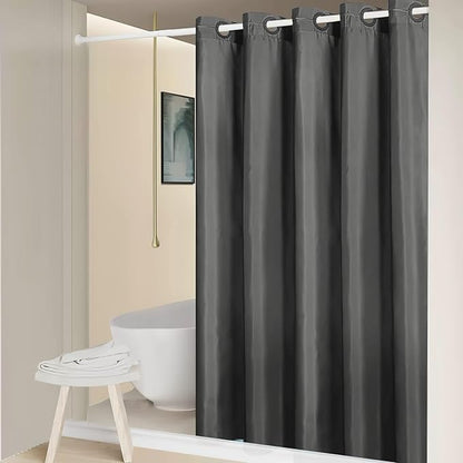 Furlinic No Hook Long Shower Curtain 84 Length,Waterproof Fabric Curtains for Bathroom,Machine Washable,Includes 10 Plastic Built-in Grommets,Minimalist Hotel Style,Dark Grey,72x84 Inch