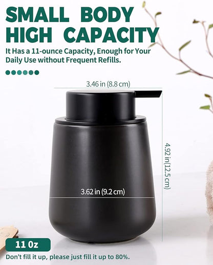 Bosilunlife Black Lotion Dispenser - 12Oz Ceramic Soap Dispenser Bathroom Refillable Liquid Hand Wash Dispenser for Bathroom Kitchen Dish Soap Dispenser with Easy-to-Press Pump