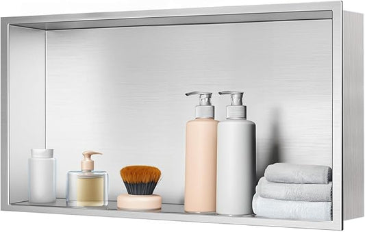 Shower Niche, Stainless Steel Elegant Bathroom Niche, No Tile Needed Recessed Shower Shelf Organizer for Storage