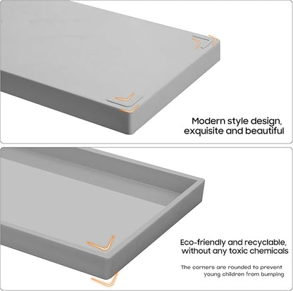 Vanity and Bathroom Tray, 11.8" ABS Countertop Organizer,Waterproof Vanity Tray for Toilet Tank,Perfume,Soap,Keys,Bathroom Accessories,Kitchen and Bath Trays,Non Slip Small Trays,Gray,2 Pack