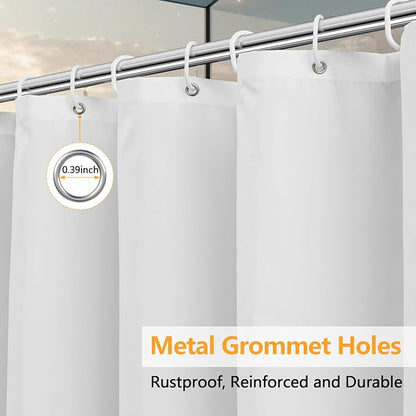 72 x 60 inch Short Fabric Shower Curtain Liner with 3 Large Magnets, Waterproof Cloth Shower Liner Shorter, Neutral White 60'' Bathtub Curtain Lightweight Machine Washable