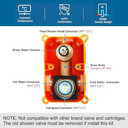 POP SANITARYWARE Matte Black Shower Tub Faucet Set Bathroom Rain Shower System with Tub Spout Wall Mounted Rainfall 12 Inch Shower Head and Handle Set Include Shower Valve and Trim Kit