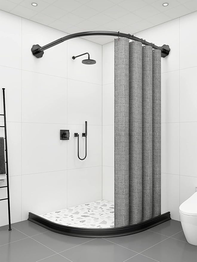 59Inch Collapsible Shower Threshold Water Dam 2" High Shower Barrier Water Stopper 2" Tall Shower Water Guard To Keep Water In Shower Dry And Wet Separation Bathroom Wheelchair Accessible Black