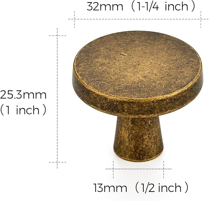 Ravinte 30 Pack Drawer Pulls 1-1/4 Inch Kitchen Cabinet Knobs Solid Round Dresser Drawer Knobs Antique Brass Dresser Knobs Drawer Knobs Simple Cabinet Hardware for Cupboard Drawer Pulls