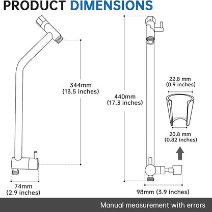 G-Promise All Metal Shower Diverter with Low Holder, Extended 13.5 Inch, 3-Way Diverter Valve with Pause Mode for Handheld and Fixed Shower Heads ∣ 4-Setting Replacement Part (Matte Black)