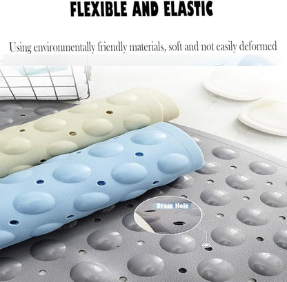 Mrcrypos Corner Shower Mats 25.5 x 25.5 Inches Bath Mat with Suction Cups and Drain Holes, Quick Dry Anti Slip Bathmat Machine Washable Shower Stall Mats for Bathroom, Baby Blue