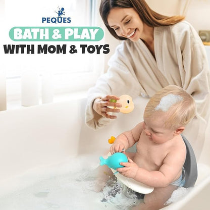 Baby Bath Seat for Babies 6 Months & Up Sitting Up | Non-Slip Bath Seat with Safety Suction Cups & Temperature Alert, Baby Bath Seat for Tub, Shower & Bathtub (Grey)