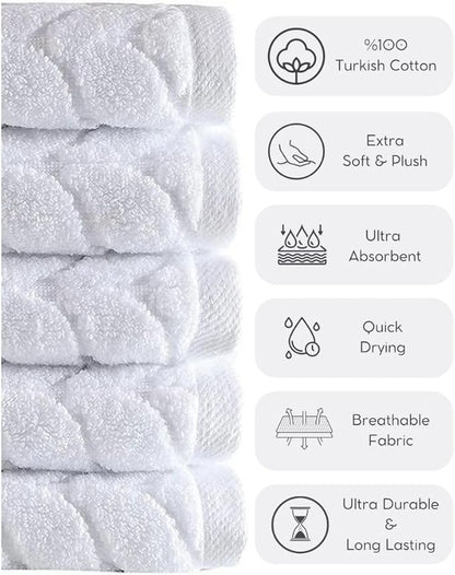 BAGNO MILANO Turkish Bath Towels, Soft Plush Jacquard Luxury Bath Towels, Quick Dry Towel Set (Lavender, 6 pcs Towel Set)