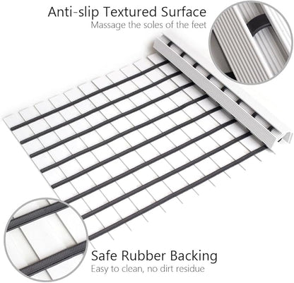 Bath Mat Non Slip Shower Mat Bathtub with Drain Holes and Heavy Duty Rubber No Suction Cups Sturdy Shower Stall Tub Mat for Bathroom, Shower Floor, Pool, SPA, (White, 17"x26")
