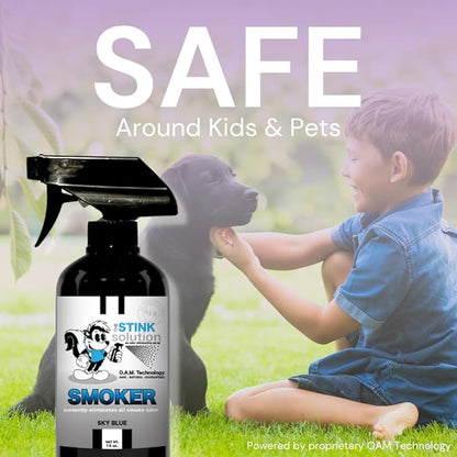 The Stink Solution Smoke Odor Eliminator Spray for Home, Car, Clothes, Hands, Hair, Wall & More Completely Neutralizes All Types of Smoke Odor Best Smoke Smell Remover Bamboo Teak 16oz & Sky Blue 16oz