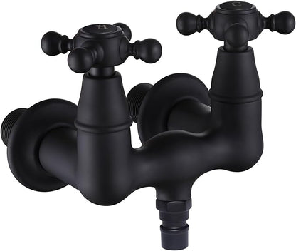 SUMERAIN Vintage Leg Tub Filler 3-3/8-Inch Center Wall Mount Tub Faucet, Cross Handle Matte Black