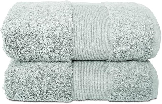 Hencely Luxury Hand Towel - Set of 2 (16x28 Inches) - Soft Turkish Cotton, Absorbent, Quick-Drying Face, Body, Kitchen, and Bathroom Towel (Hand Towels 2 Pack, Light Green)