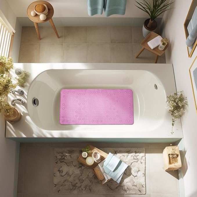 Non Slip Bathtub Mat 36” X 17” Shower Mat Soft Foam Bath Mats for Bathroom Tub, Bathtub Mat with Drain Holes, Suction Cups, Shower Mat Non Slip