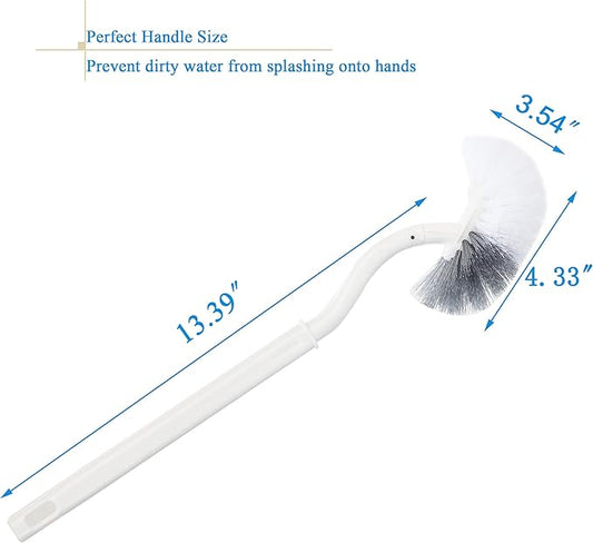 2 Pack Curved Toilet Bowl Brush Without Holder for Bathroom, Compact Toilet Brush Durable Under The Rim Household Deep Cleaning Brushes (White Toilet Brush Without Holder)