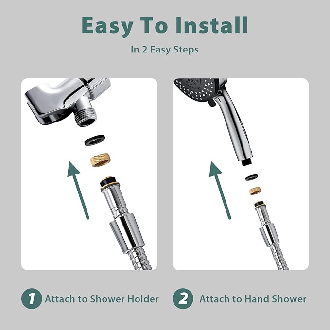 Shower Hose Replacement For Cleaning 304 Stainless Steel Shower Head Hoses 59 Inches High Pressure Bidet Hose Flexible Rose Gold Extension Showerhead Hoses Extra Long (Chrome, 48 In)