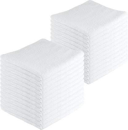 Microfiber Cleaning Cloths,24 Pack, 16"x16", All-Purpose, Softer, Highly Absorbent, Lint-Free, Reusable, Washable Pro Towels, White, for House, Kitchen, Bathroom, Car, Office