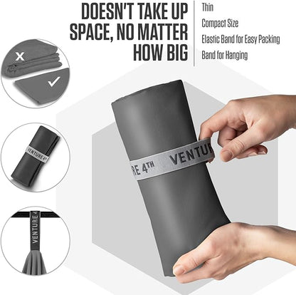 VENTURE 4TH Quick Dry Towel. Microfiber Travel Towel Ideal for Camping, Hiking, Backpacking, Gym. Lightweight & Fast Drying Travel Towels for Body. Compact & Easy to Pack - Charcoal Medium
