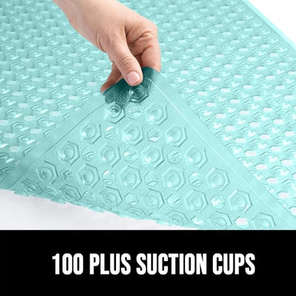 GORILLA GRIP Patented Square Shower Stall Mat, Small Bathtub Floor Mats for Stand Up Showers with Suction Cups and Drainage Holes, Machine Wash, Soft on Feet, Bathroom Accessories 21x21 Inch, Green