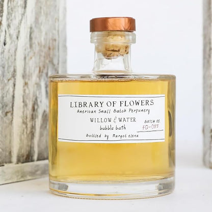 Library of Flowers Willow & Water Bubble Bath, 17 fl. oz., Cut Greens, Flowering Lotus & Watercress, Skin Hydrating & Deep Moisturizing, Avocado Oil & Green Tea, Relaxing Scented Bubbling Bath Soap