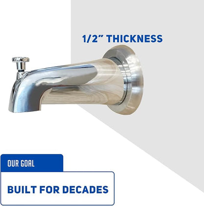 1/2" Thick Spacer for Tub Spout, Flange Trim Ring for Bath Faucet, Eschutcheon Cover Plate for Spigot with Split PVC Blocking Water, Shower Pipe Remodeling Sealer (304SUS-Brushed Nickel)