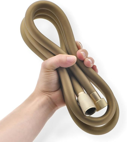 Silicone Shower Hose Extra Long,Explosion Proof Anti Winding Showerhead Hose,Used In Showerheads Spray Bidet Bathing Toilet Cleaning Flexible RV Shower Hoses Replacement (Gold, 59 In)