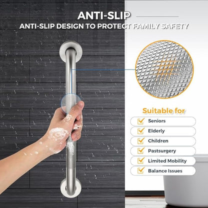 Grab Bars for Shower, 1 Pack 12-Inch Anti Slip Shower Handles for Elderly, Safety Shower Grab Bar, Stainless Steel Handicap Grab Bars for Bathroom,Toilet (Brushed Nickel, 1" Diameter)