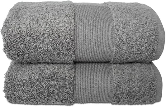 Hencely Luxury Hand Towel - Set of 2 (16x28 Inches) - Soft Turkish Cotton, Absorbent, Quick-Drying Face, Body, Kitchen, and Bathroom Towel (Hand Towels 2 Pack, Gray)
