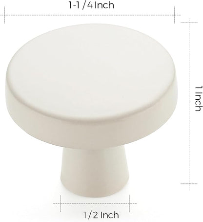 Ravinte 15 Pack Drawer Pulls 1-1/4 Inch White Kitchen Cabinet Knobs Solid Round Dresser Handles for Simple Cupboard Hardware
