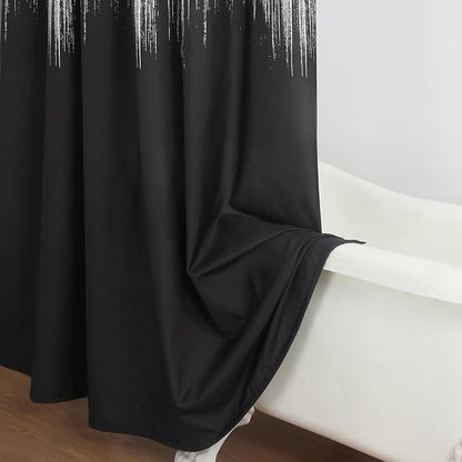 Fabric Shower Curtain, Black and White Brushstroke Printed Shower Curtains for Bathroom, Modern Decorative Bathroom Curtains, 62" W x 72" H