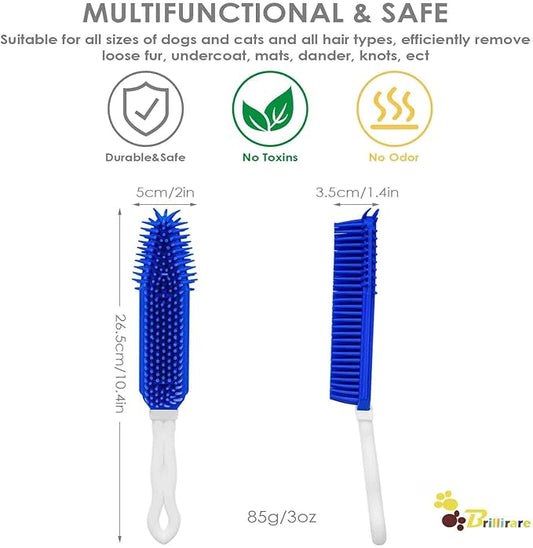 2 Pack Dog Grooming Bath Brush, Premium Soft Silicone Pet Brushes with Handle, Shampoo Soothing Comb for Wet Dry Long Short Haired Dogs & Cats Massaging, Deshedding Shower Scrubbing