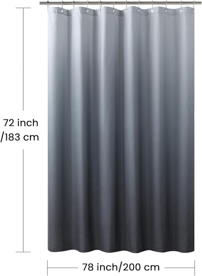 Fabric Shower Curtain, Grey Ombre Modern Shower Curtains for Bathroom, Waterproof Bathroom Curtains, 78" W x 72" H