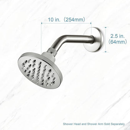 OFFO Shower Arm with Flange, 10 in Brushed Nickel Wall Mount Replacement Angle Shower Head Arm Wall-Mounted For Fixed Shower Head & Handheld Showerhead