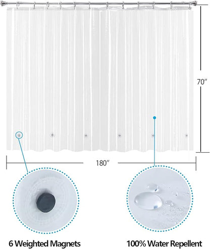 YISURE Clawfoot Tub Shower Curtain, Wrap Around Clear Shower Curtain Liner with 6 Bottom Magnets PEVA Extra Wide Bathtub Curtain for Bathroom Vintage Freestanding Tub 180’’W x 70’’L