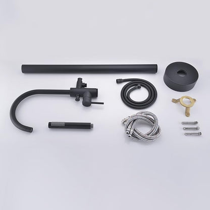 Freestanding Bathtub Faucet Tub Filler Faucets Black Single Handle Floor Mounted with Handheld Shower