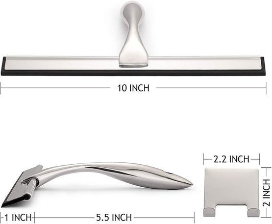 Hiware All-Purpose Shower Squeegee for Shower Doors, Bathroom, Window and Car Glass - Stainless Steel, 10 Inches