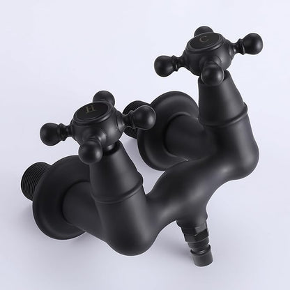 SUMERAIN Vintage Leg Tub Filler 3-3/8-Inch Center Wall Mount Tub Faucet, Cross Handle Matte Black