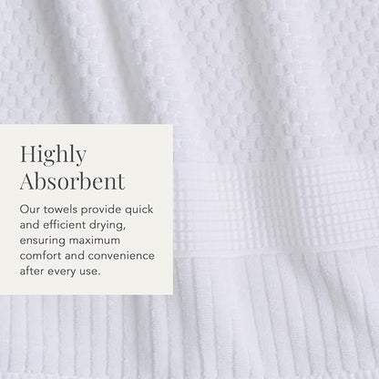 NY Loft 100% Cotton Hand Towel 6 Pack | Super Soft & Absorbent Quick-Dry Hand Towels 16" x 28" |Textured and Durable Cotton | Trinity Collection (6 Pack Hand Towel, Bright White)