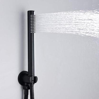 SUMERAIN Wall Mount Bathtub Faucet with Hand Shower,3 Handle Tub Shower Faucet Matte Black High Flow Waterfall Tub Filler