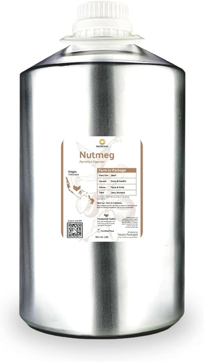 Nutmeg Essential Oil - Direct from Central Java, Indonesia - Pure Essential Oils for Diffusers, Muscle Relief and Aromatherapy | Premium Therapeutic Grade (22lbs)