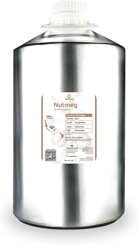 Nutmeg Essential Oil - Direct from Central Java, Indonesia - Pure Essential Oils for Diffusers, Muscle Relief and Aromatherapy | Premium Therapeutic Grade (22lbs)